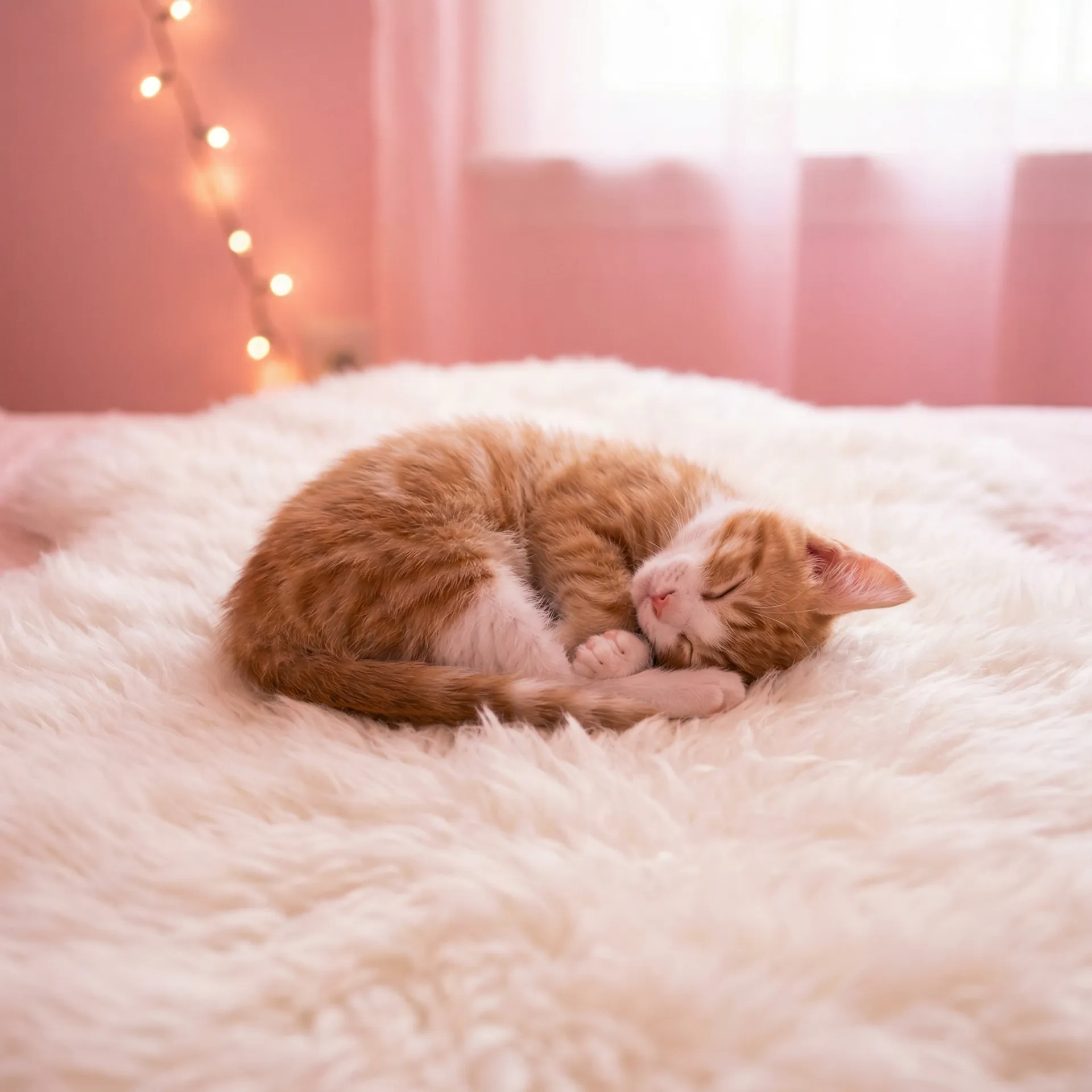 小猫蜷成一团入睡 - 小东西 你喷的到处都是